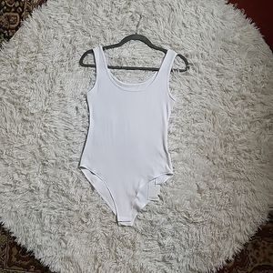 MangoPop Collection White Sleeveless Tank Top Bodysuit - M - New NWT